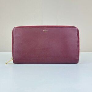 Celine Burgundy Leather Large Wallet